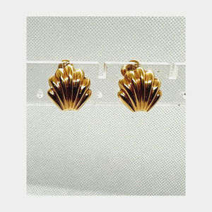 Vintage NAPIER Signed Gold Tone Clam Shell Clip-on Screw Back Earrings Classic